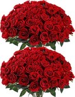 50 Pcs Artificial Roses Red Flowers Fake Velvet Silk Roses With Stems Bulk Re   