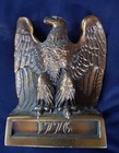 Vtg American Eagle Bookends 1776 Cast Metal Brass Bronze Set Of 2  Heavy  6 5 