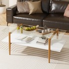Elegant 2-tier White Glass Coffee Table With Gold Legs - Modern Living Room Deco