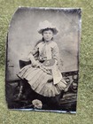Old Vintage Antique 1880 Tintype Photo Rare Young Girl Boy Artist Painter Pallet
