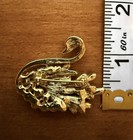 Vintage Gold Tone Crystal Rhinestone Figural Swan Brooch Pin