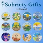 1-12 Months Aa Sobriety Coins 12pcs set Whole Year Recovery Milestone Medallions