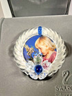 Swarovski Blue Flower Picture Frame   Mint In Case   Box  elegant Silver Crystal