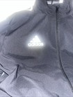 Adidas Jacket Youth L Black Aeroready Full Zip Hooded Windbreaker 3-stripes