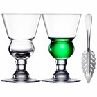 Vintage Absinthe Glasses - Swiss Bubble Reservoir Crystal Tasting Stemware Set