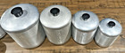 Vintage 4 Pc - 1950s Spun Aluminum Kitchen Canister Set  Flour Sugar Tea Coffee