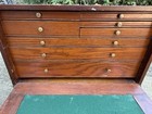 Antique Walnut All Wood Machinists Cabinet  8 Drawer Tool Box Chest