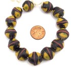 Authentic Black Multi Bicone Ghana Handmade Recycled Glass African Trade Beads