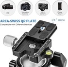 Tripod Ball Head With 1 4  Arca Swiss Quick Release Plate Aluminium Tripod Ball