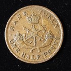    1854 Bank Of Upper Canada Half Penny Token Br-720 Pc-5c1 Xf Chocolate Brown Bt1