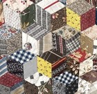 Antique Quilt Top Tumbling Blocks Patchwork 70x79 Dog Head Fabric Original 1870
