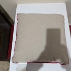 Floral Embroidered  Red Piping Throw Pillow  Size 18 X 18