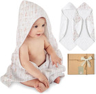 2-pack Hooded Muslin Baby Towels Girls Boys Soft Cotton Bath Newborn Infant Pink