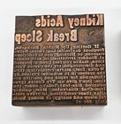 Letterpress Type Printing Blocks Lot Of 4 Medical Advertising Cystex Metal Wood
