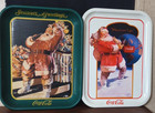 Coca Cola Metal Santa Trays  Season s Greetings