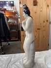 Vintage Chinese Asian Lady Bisque Porcelain Figurine Standing Rock 18 5    Bathing