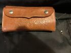 Vintage Leather Fly Fishing Wallet case With Over 100 Hand Tied Flies Unbranded