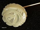Vintage Mother Of Pear Carved Floral Stick Hat lapel Pin