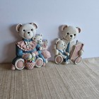 Vintage Homeco Teddy Bear Nursery Wall Plaques Storytime Mom Dad Set Usa