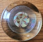     vintage rare John Nickerson Signed  79 Galaxy Bubble Art Glass Paperweight     
