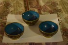Lot Of 3 Antique vintage Cloisonne Covered Bowls 2 25  Bronze 1000 Flower