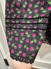 Vtg Heller Tracht Austria 100  Silk Pleated Dirndl Trachten Skirt Black Pink 42