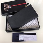 Prada 1m1213 Black Saffiano Leather Zip Around Long Wallet Card Holder Unisex