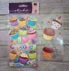 Cupcake Scrapbook Fun Stickers Sparkled Crafts Glitter Ek Success 2pc New
