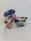 Vtg bulldog With Hat   Scarf Made In Japan Small Planter