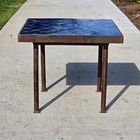 Vintage Custom Industrial Concrete   Tile Side Table With Wrought Iron Base