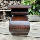 Old Vintage Antique Heavy Dark Oak Scroll Design Wall Sconce Shelf Recess To Top