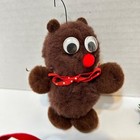 Vintage Handmade Christmas Ornaments Plush Flocked Bears Pinecone Lot Of 6