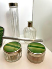 Vintage 7 Piece Art Deco Dresser Vanity Set W original Powder   Puff