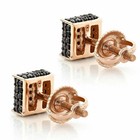 1 20ct Round Cut Simulated Black Diamond Stud Earrings 14k Real Rose Gold Plated