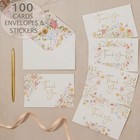 100 Pack Floral Thank You Cards With Envelopes   Stickers
