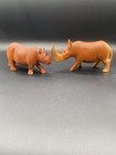 Hand Carved Wood Rhinoceros Sculpture African Wooden Rhino Figure