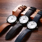 Men s Causal Soft Pu Strap Quartz Wrist Watch Arabic Numerals Dial Easy To Read