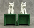 Pair Of White West Highland Terrier Cast Iron Heavy Bookends Book Ends