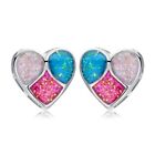 925 Sterling Silver Opal Stud Earrings For Women Fire Opal Earrings 925 Silver