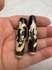 2 Pcs Unusual Pure Tibetan Old Natural Agate Dzi  dragon  Beads