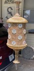 Vintage Pair Hollywood Regency Hanging Swag Lamps Filigree Jeweled Light