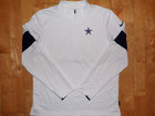 Nike Dri-fit Nfl Dallas Cowboys Football White 1 4 Zip Long Sleeve Pullover Md