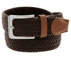 Men s Stretch Brown Belt Braided Elastic Casual Weave Canvas Fabric Woven Belt
