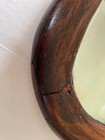 Antique Wooden Wall Mirror With Rounded Corners   Carved Shell Crest - Patina 