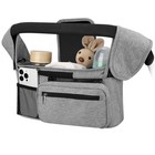 Gray-universal Stroller Organizer With Insulated Cup Holder