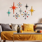 8 Pcs Retro Wall Decor Metal Mid Century Modern Art Retro Vintage Colors 3d Star