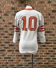 Vtg 50s Sand Knit Football Jersey  10 White  Orange  Black Reinforced Elbows