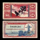 Us Mpc Military Payment Certificate 25 Cent Series 681 Banknote Paper Money Fine