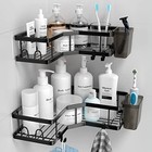 Corner Shower Caddy  2 Pack Adhesive Shower Corner 9 6   9 6   2 6  Black