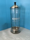 Vintage Barbicide Glass Disinfectant Jar Barber Shop Chrome Inner  11 